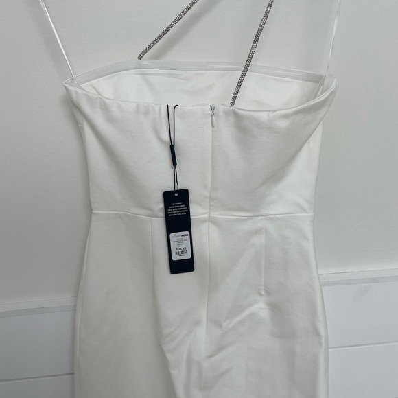 White Mini Dress with Rhinestone Strap - Picture 5 of 7